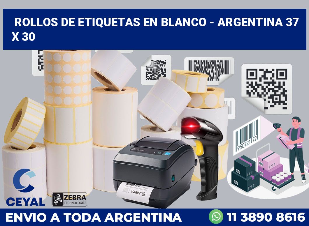 Rollos de etiquetas en blanco – Argentina 37 x 30