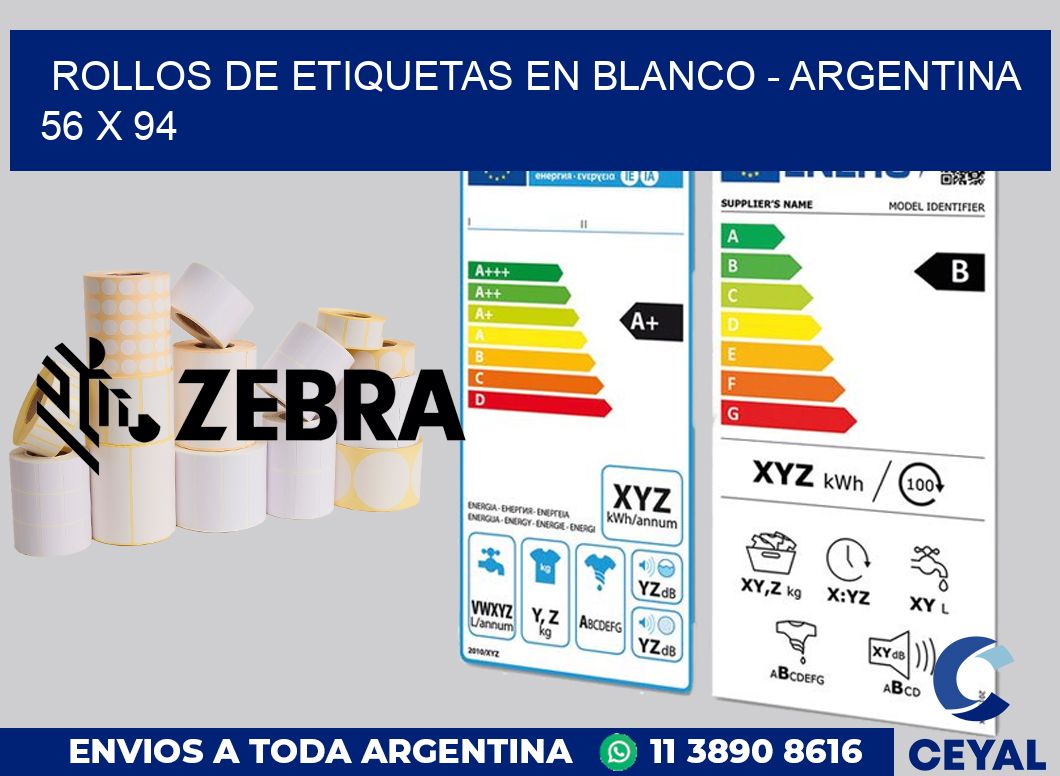 Rollos de etiquetas en blanco - Argentina 56 x 94