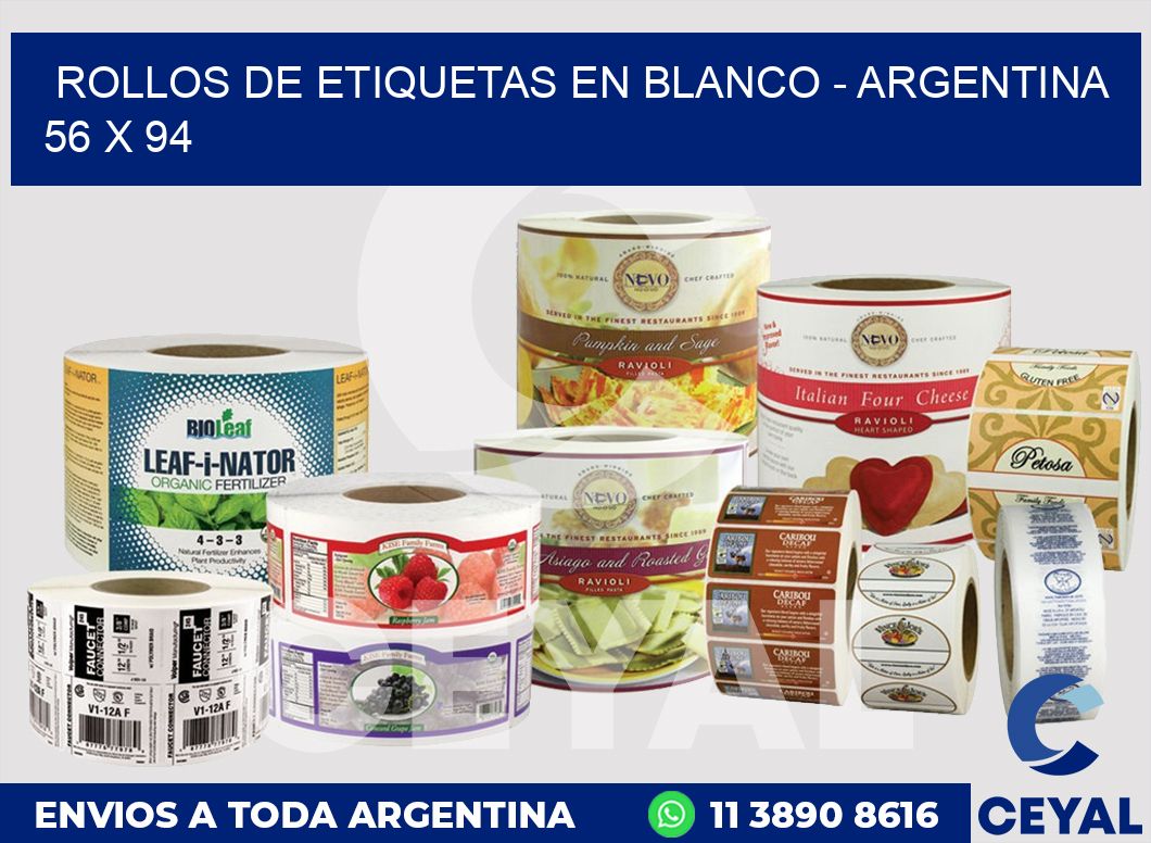 Rollos de etiquetas en blanco – Argentina 56 x 94