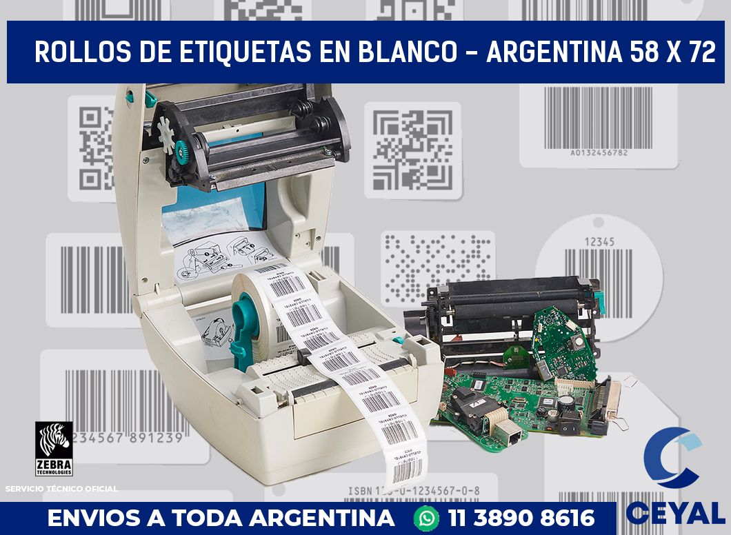 Rollos de etiquetas en blanco - Argentina 58 x 72