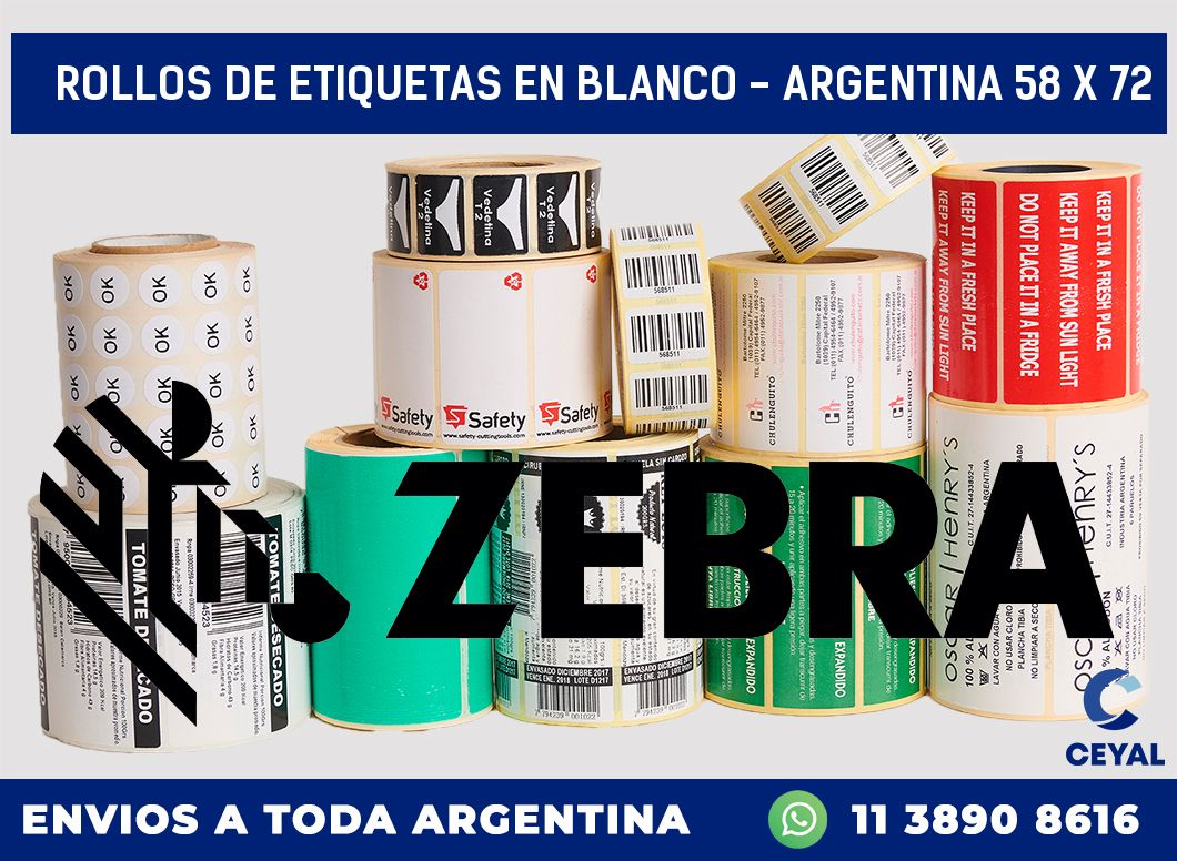 Rollos de etiquetas en blanco – Argentina 58 x 72