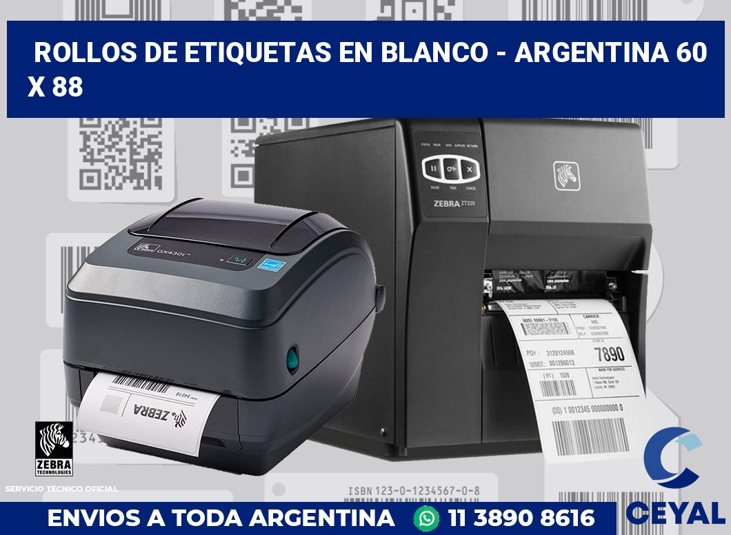 Rollos de etiquetas en blanco - Argentina 60 x 88