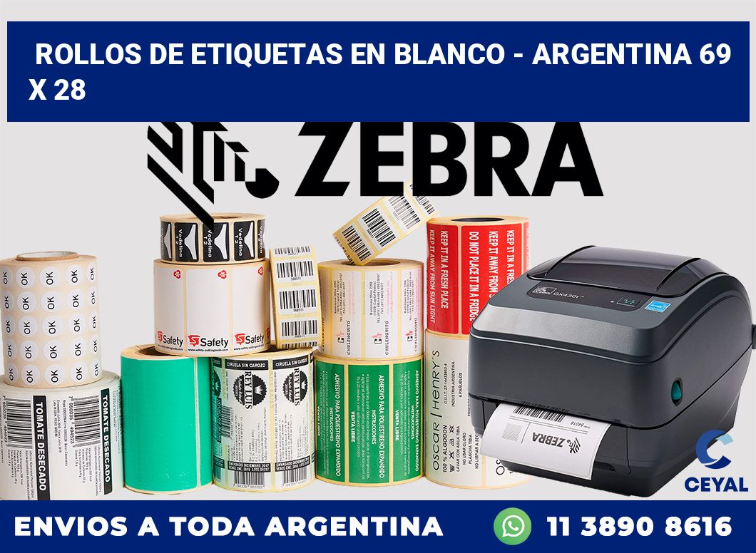 Rollos de etiquetas en blanco - Argentina 69 x 28