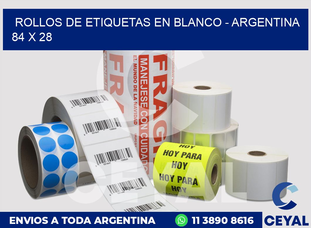 Rollos de etiquetas en blanco - Argentina 84 x 28