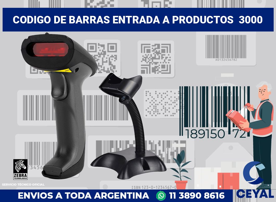 codigo de barras entrada a productos  3000