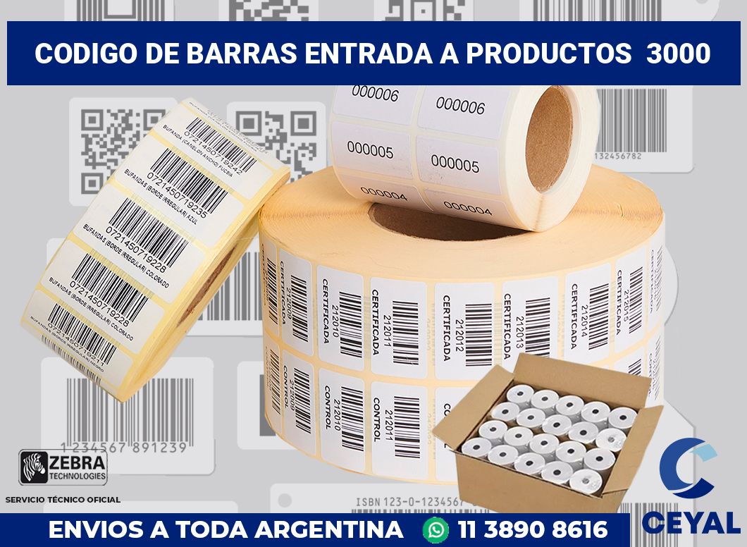 codigo de barras entrada a productos  3000