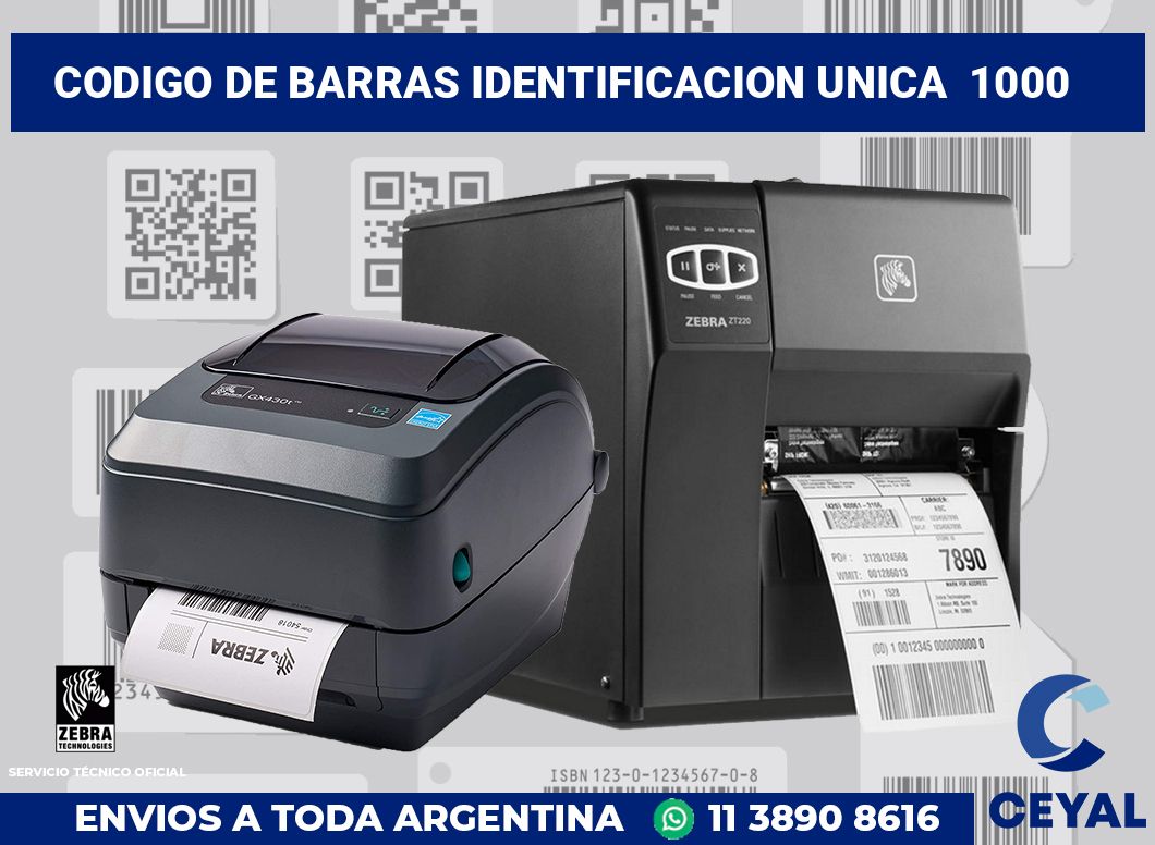 codigo de barras identificacion unica  1000