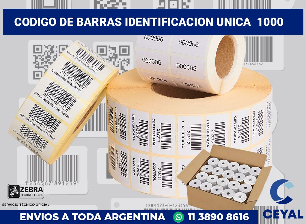 codigo de barras identificacion unica  1000