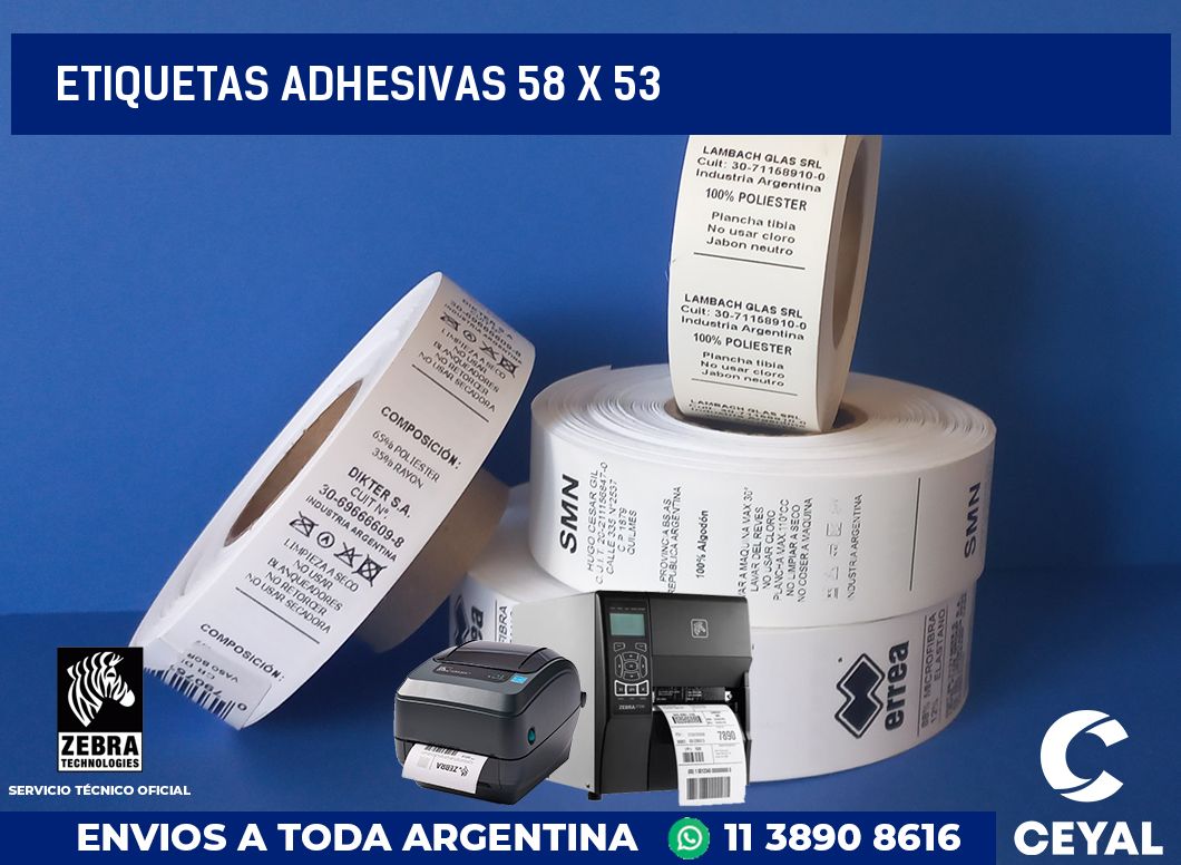 etiquetas adhesivas 58 x 53