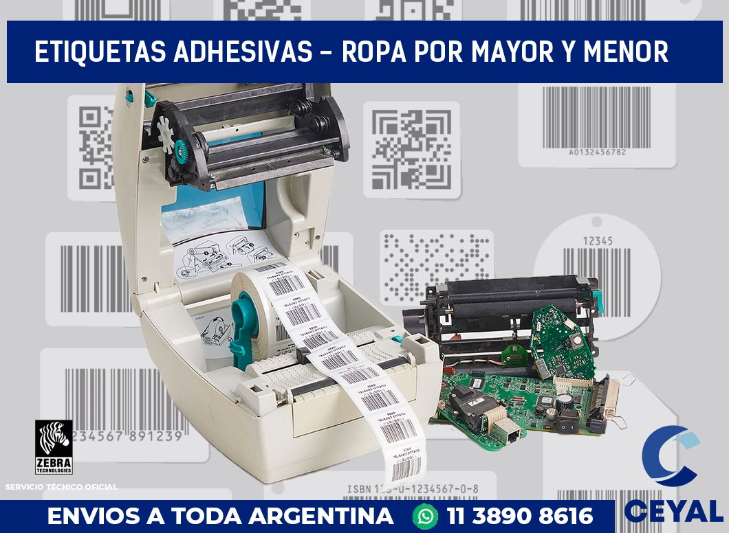 etiquetas adhesivas - ropa por mayor y menor