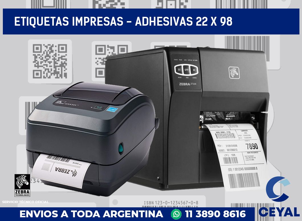 etiquetas impresas - Adhesivas 22 x 98