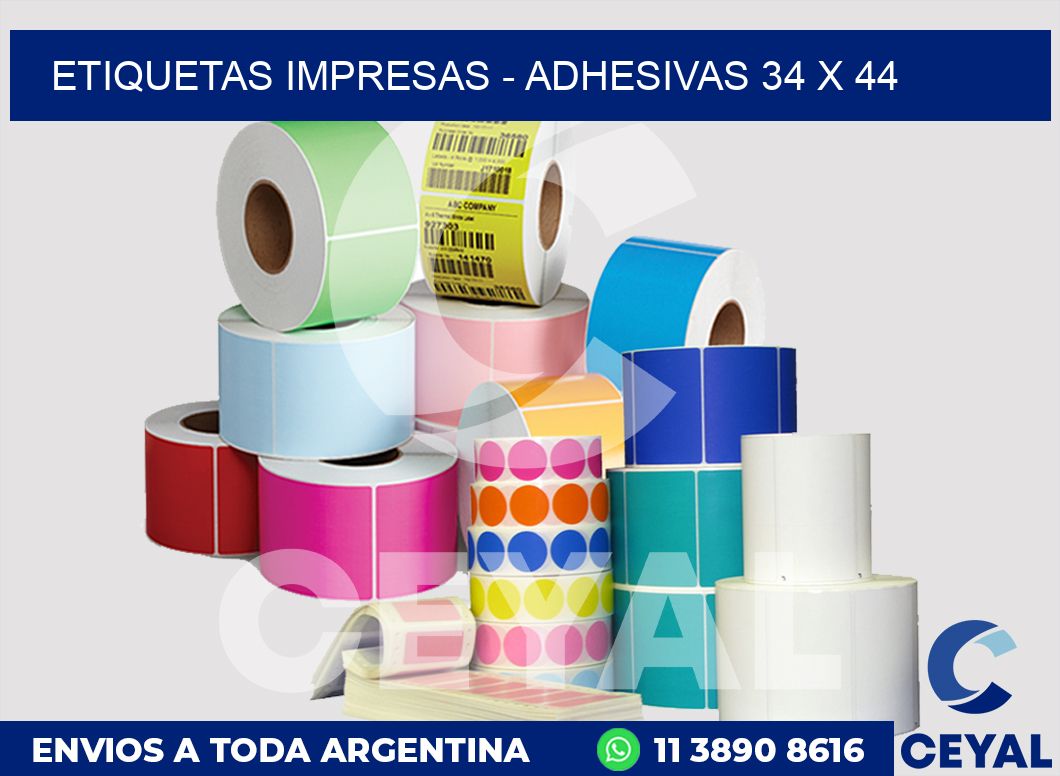 etiquetas impresas - Adhesivas 34 x 44