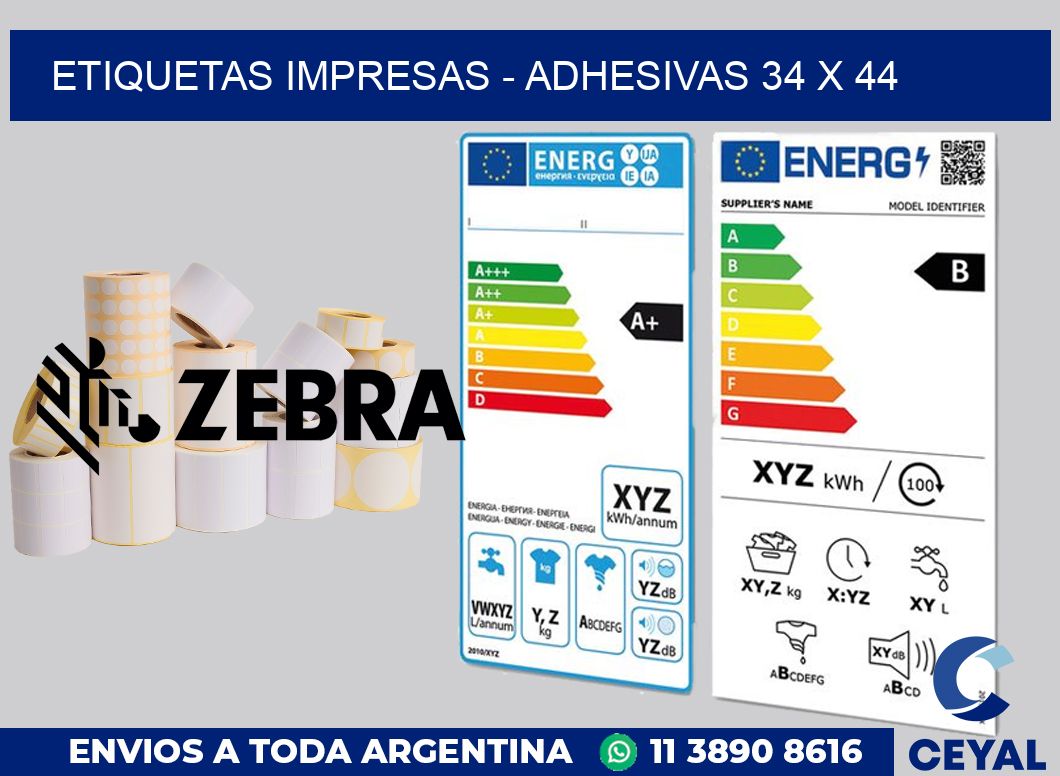 etiquetas impresas - Adhesivas 34 x 44