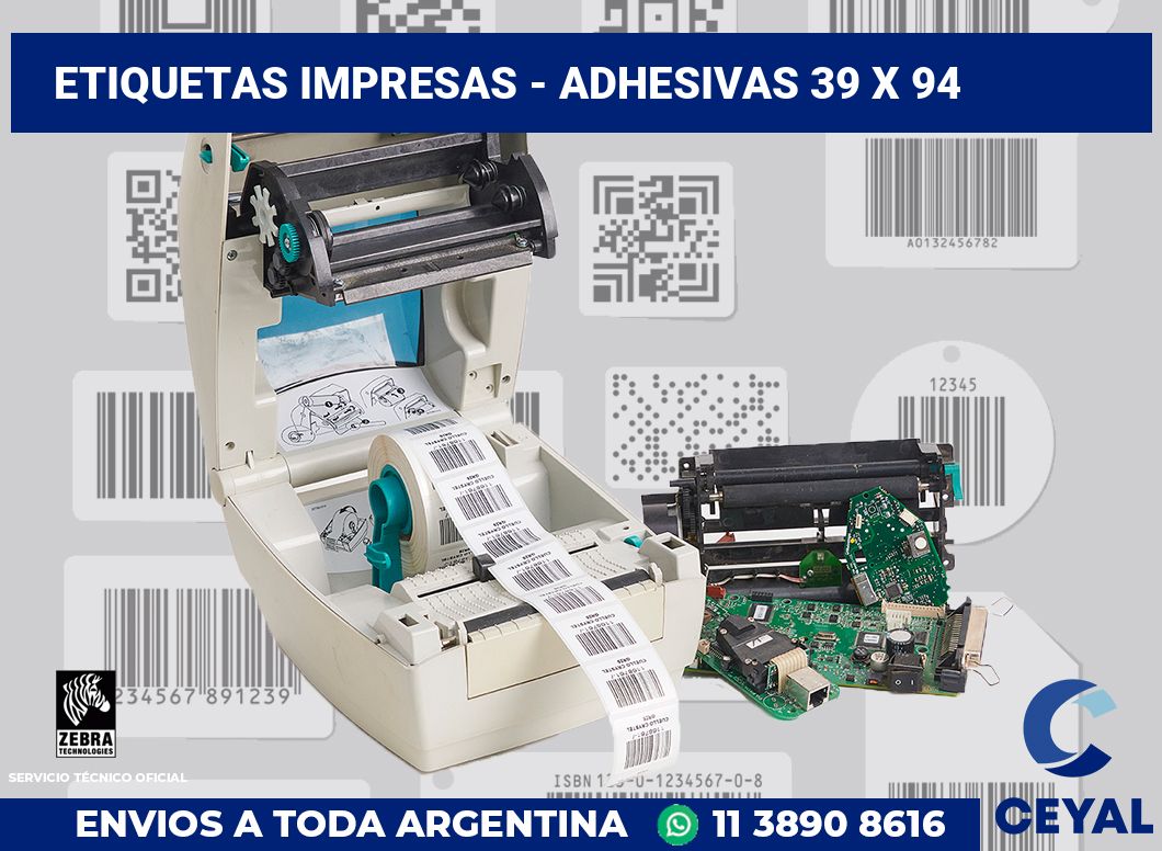 etiquetas impresas - Adhesivas 39 x 94