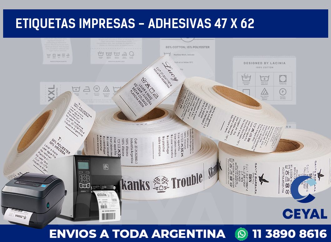 etiquetas impresas - Adhesivas 47 x 62