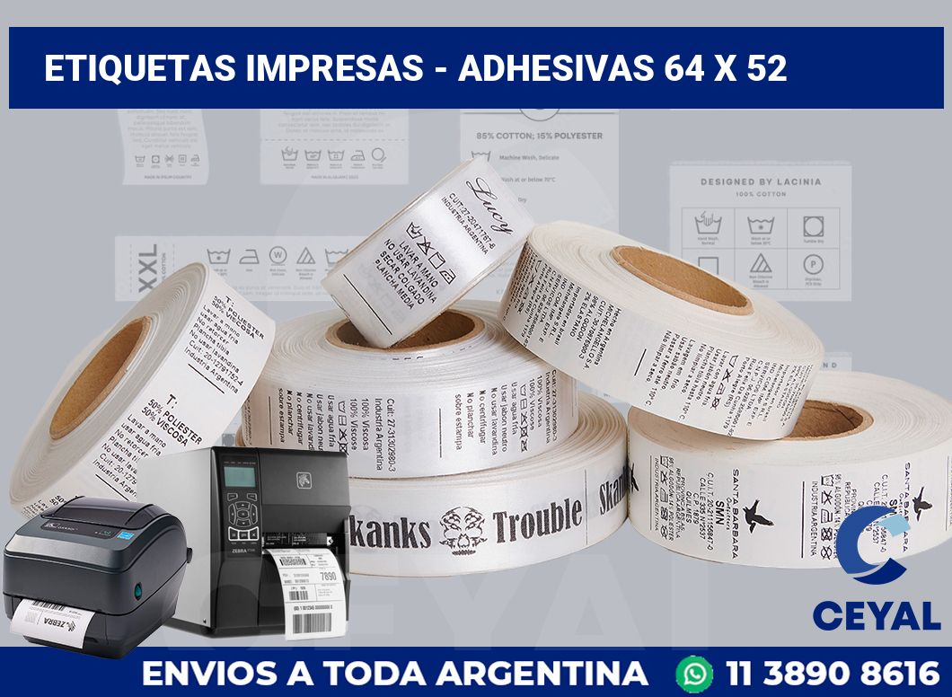 etiquetas impresas - Adhesivas 64 x 52