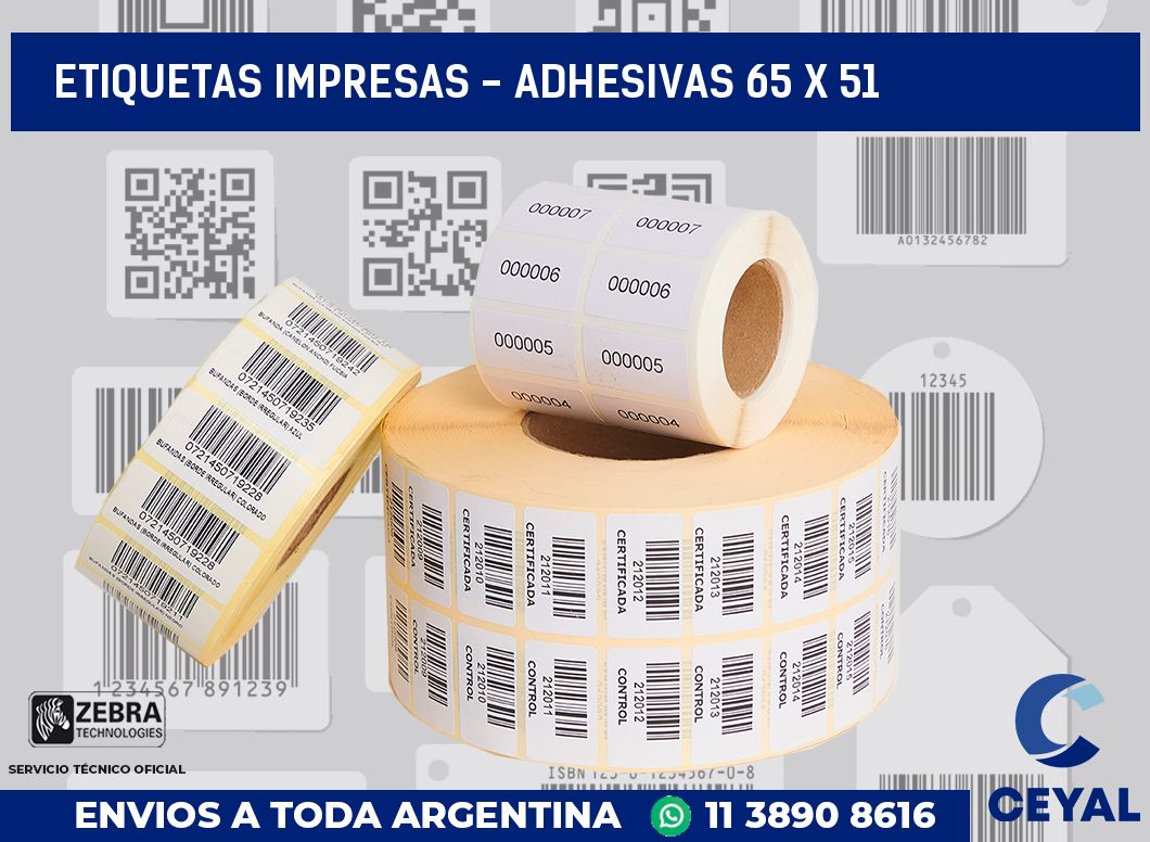 etiquetas impresas - Adhesivas 65 x 51