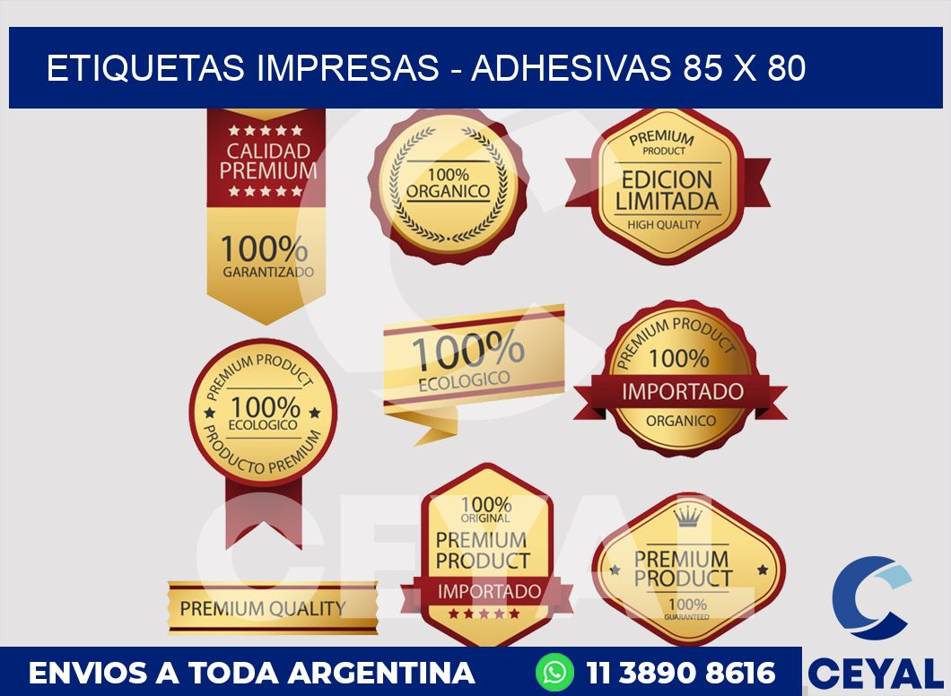 etiquetas impresas - Adhesivas 85 x 80