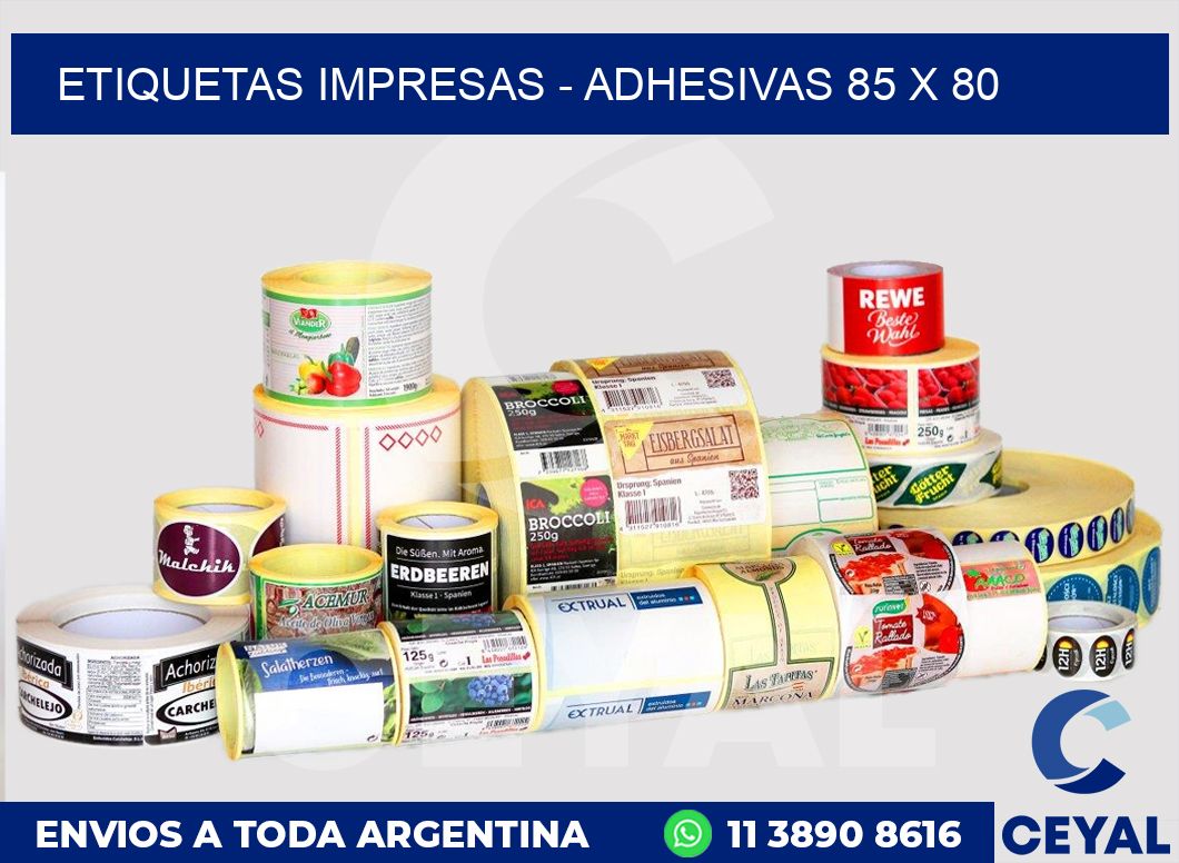 etiquetas impresas – Adhesivas 85 x 80