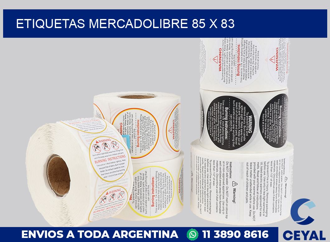 etiquetas mercadolibre 85 x 83