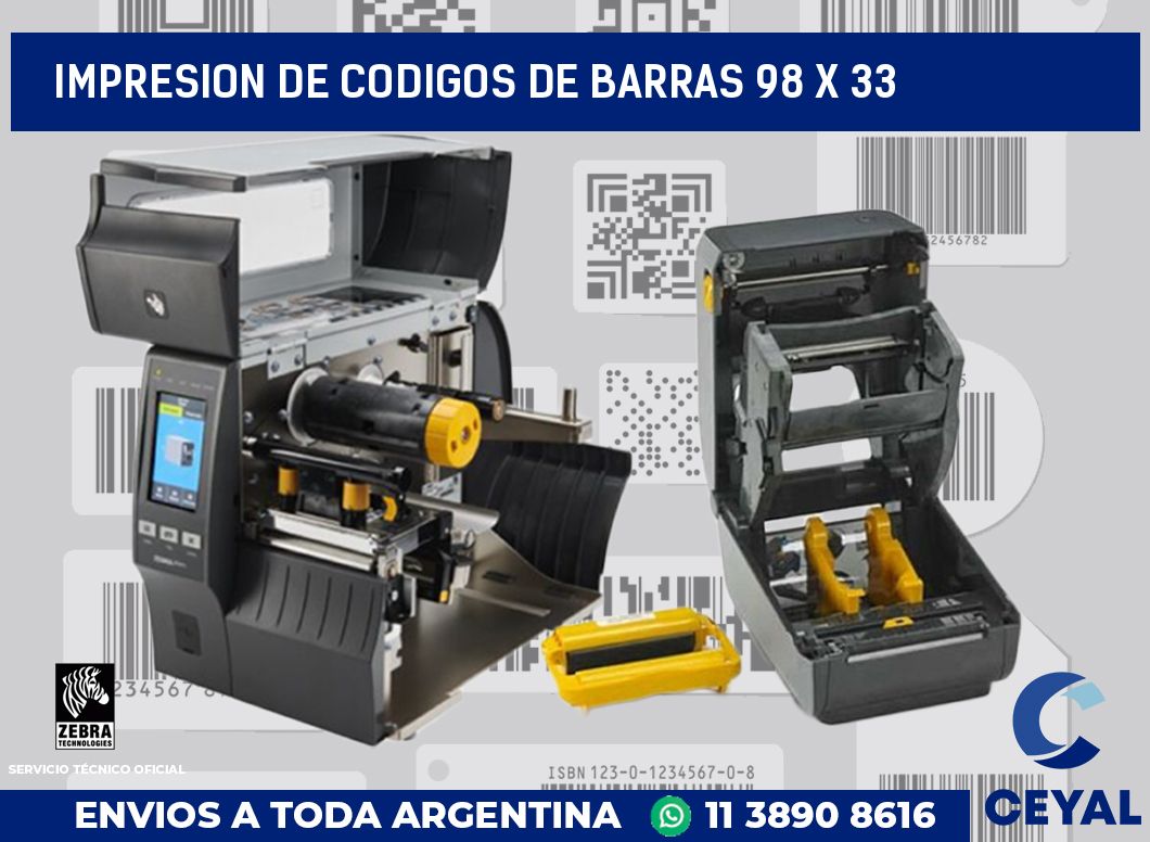 impresion de codigos de barras 98 x 33