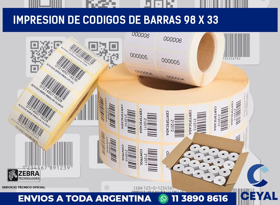 impresion de codigos de barras 98 x 33