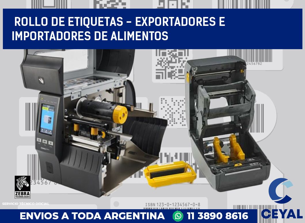 rollo de etiquetas - exportadores e importadores de alimentos