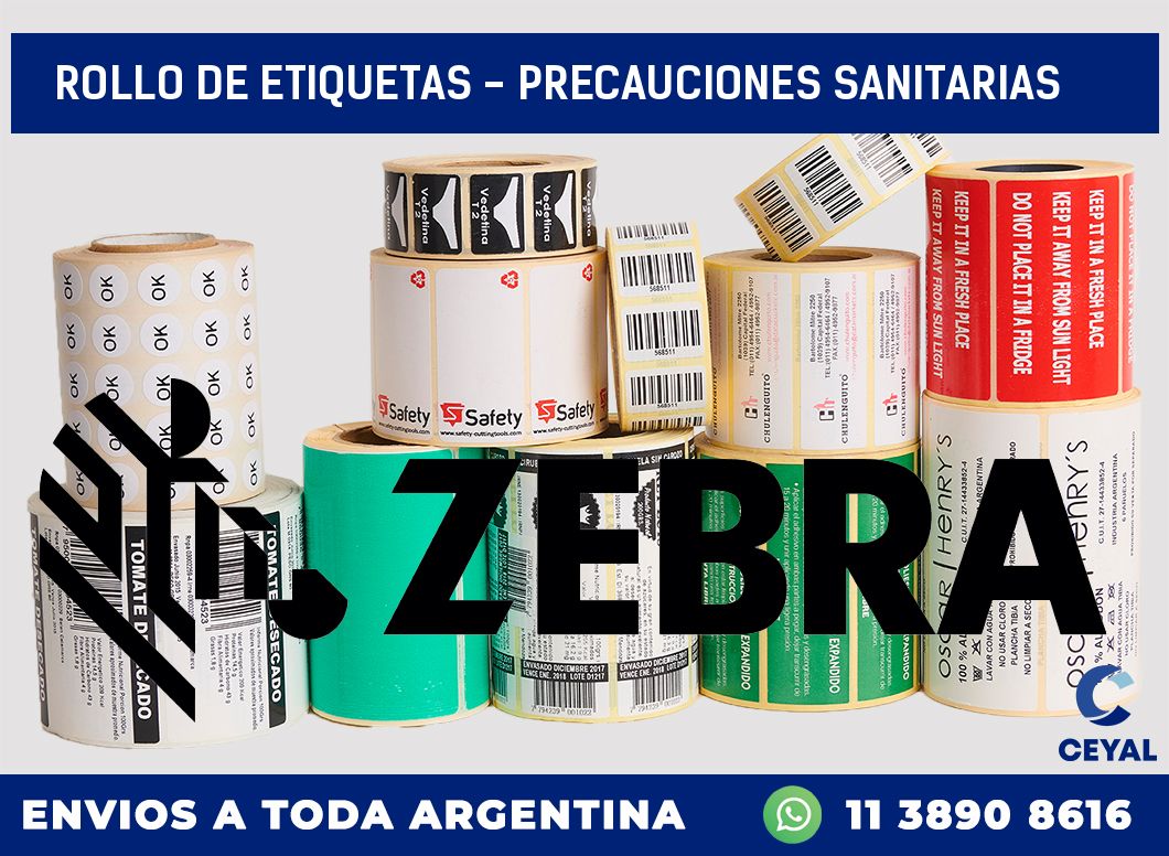 rollo de etiquetas – precauciones sanitarias