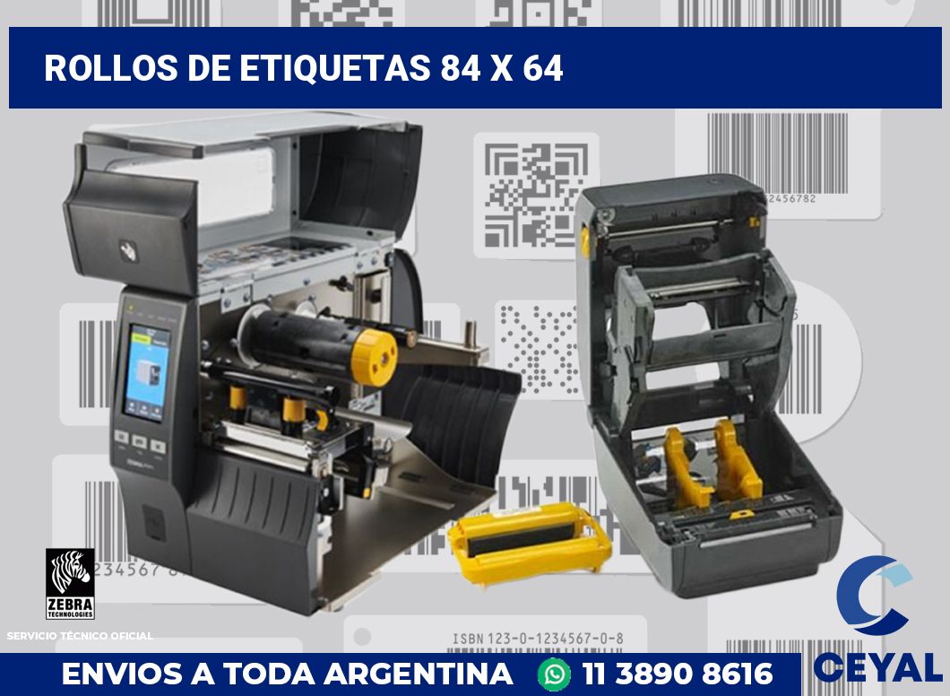 rollos de etiquetas 84 x 64