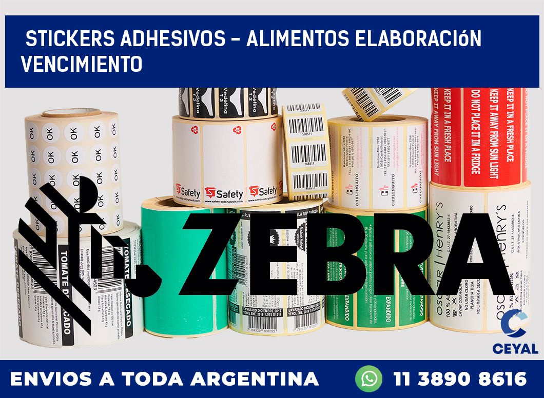 stickers adhesivos - alimentos elaboración vencimiento