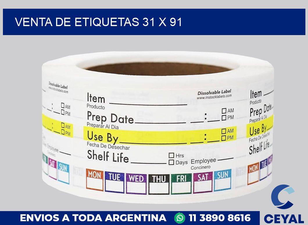 venta de etiquetas 31 x 91
