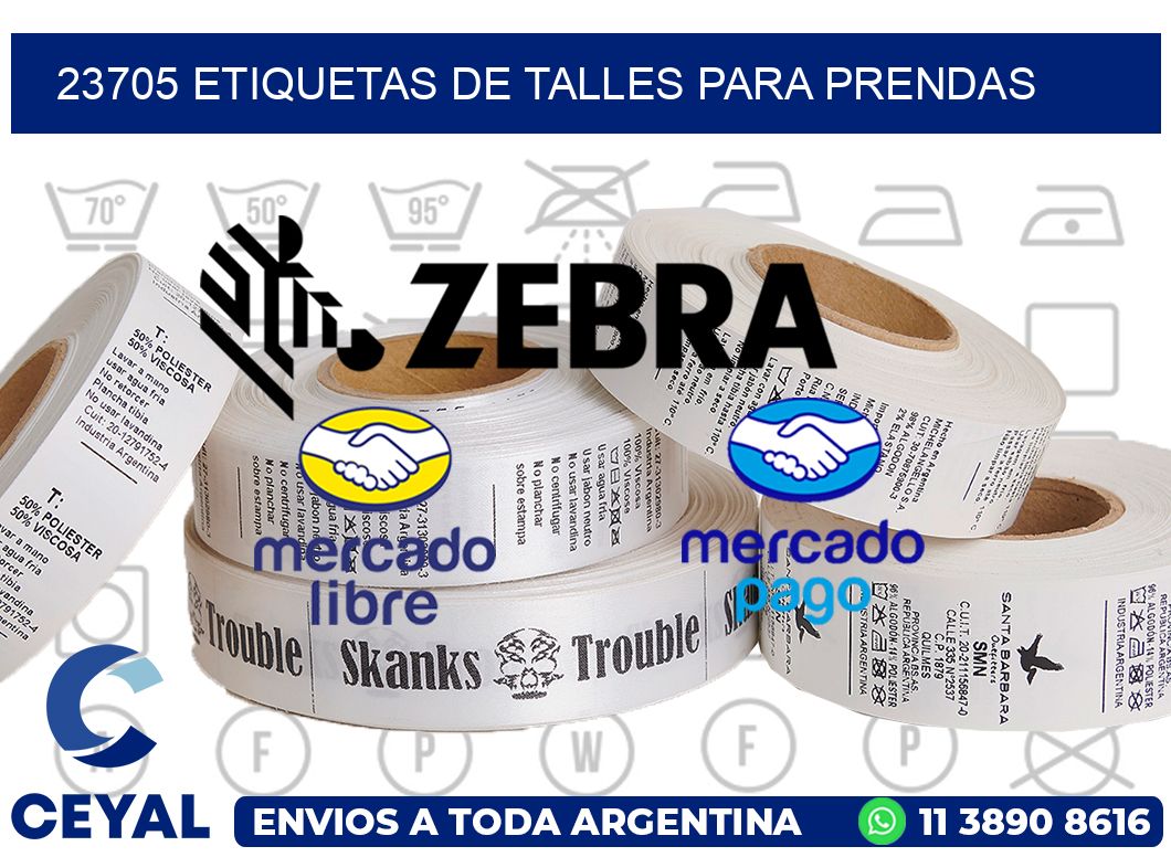 23705 Etiquetas de talles para Prendas