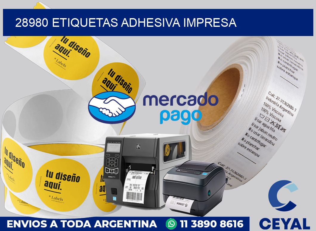 28980 etiquetas adhesiva impresa