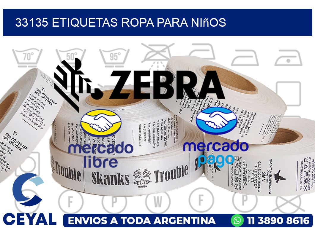 33135 Etiquetas ropa para niños