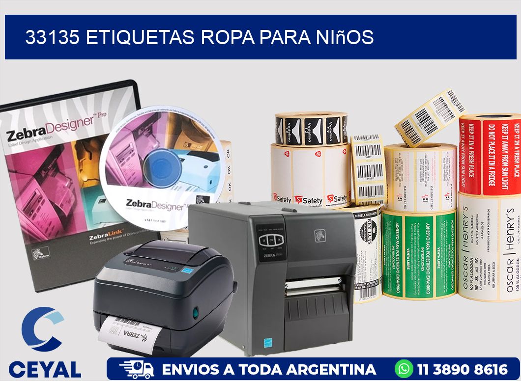 33135 Etiquetas ropa para niños