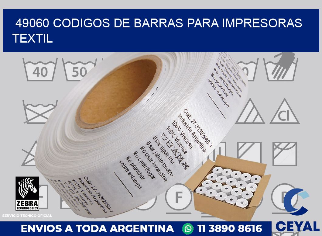 49060 codigos de barras para impresoras textil