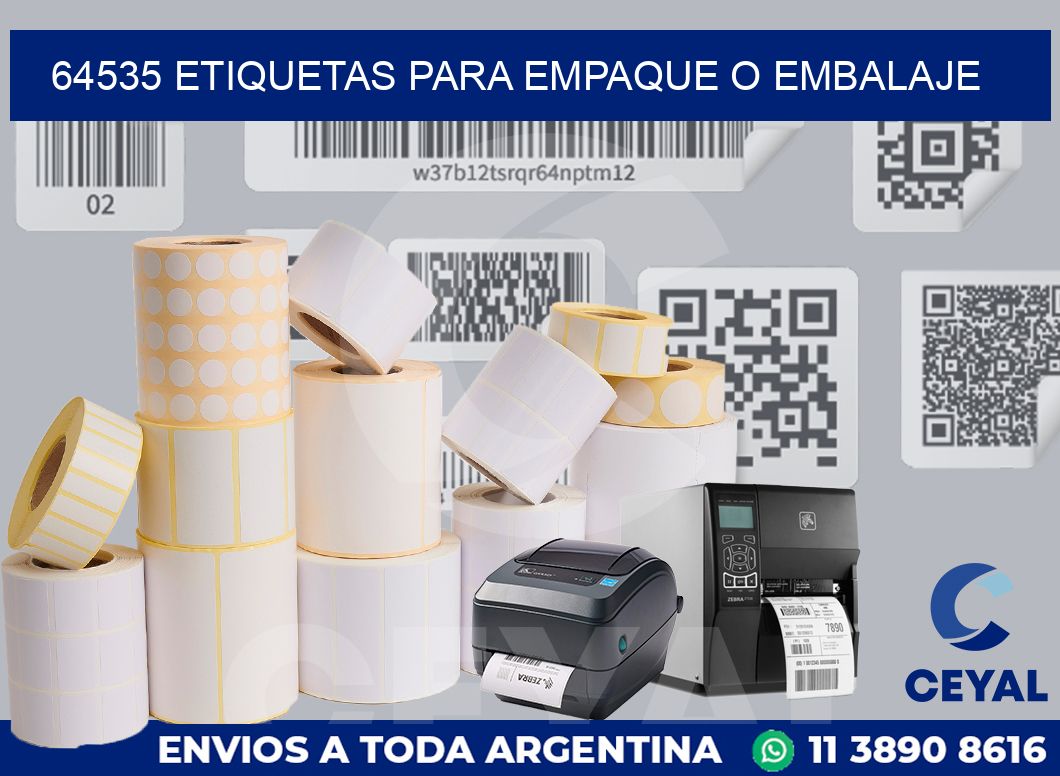 64535 Etiquetas para empaque o embalaje