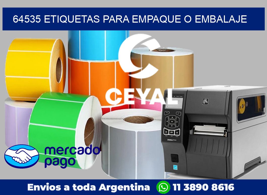 64535 Etiquetas para empaque o embalaje