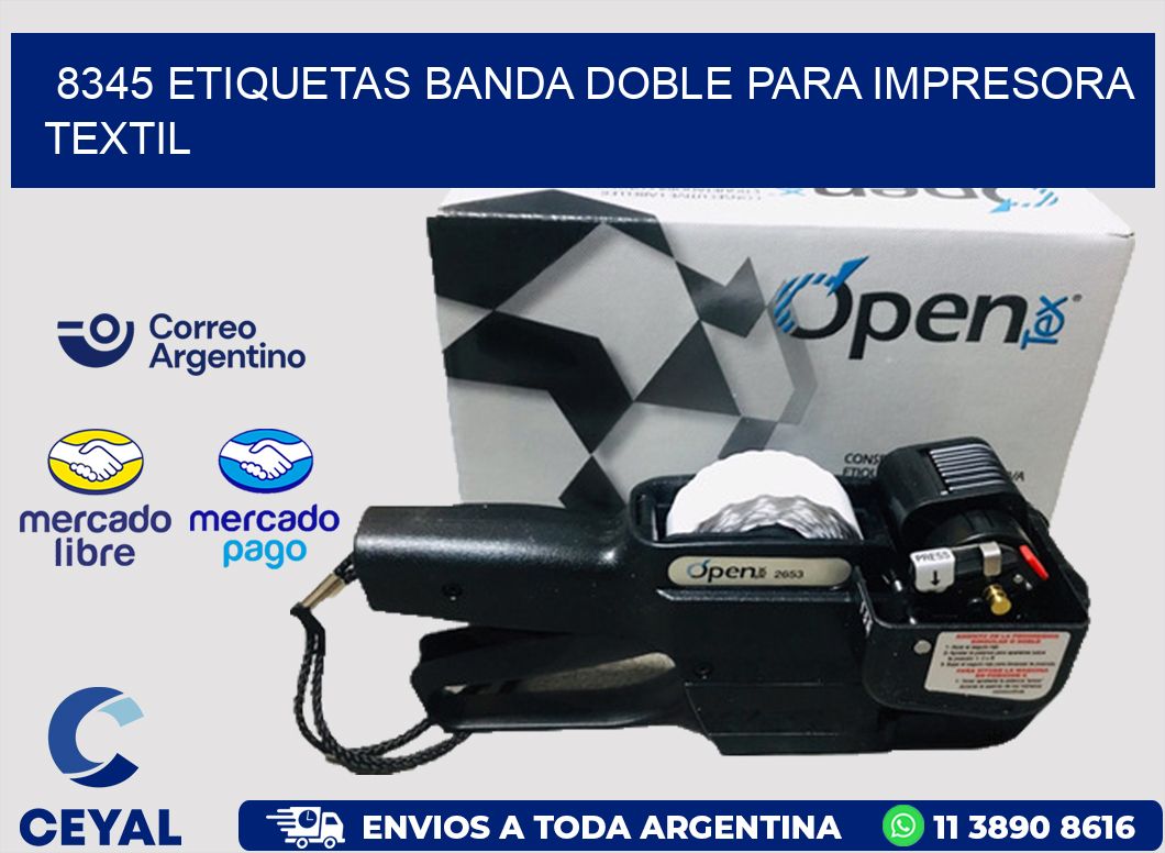 8345 etiquetas banda doble para impresora textil