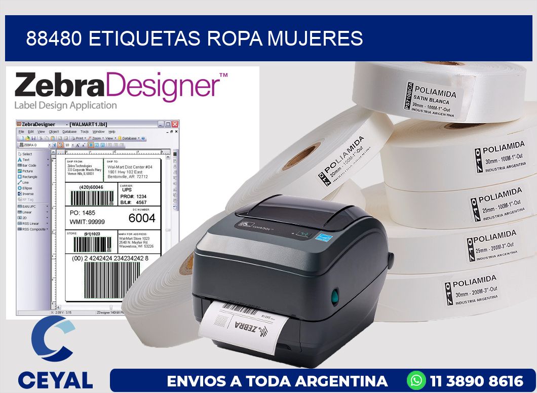 88480 Etiquetas ropa mujeres