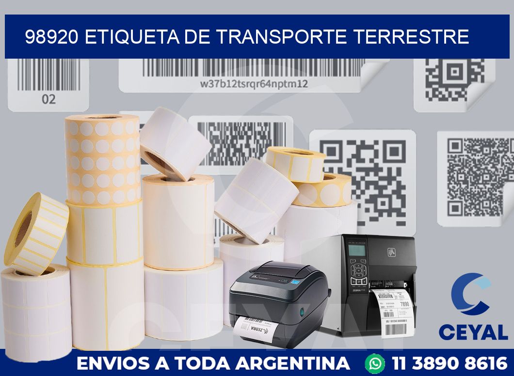 98920 Etiqueta de transporte terrestre