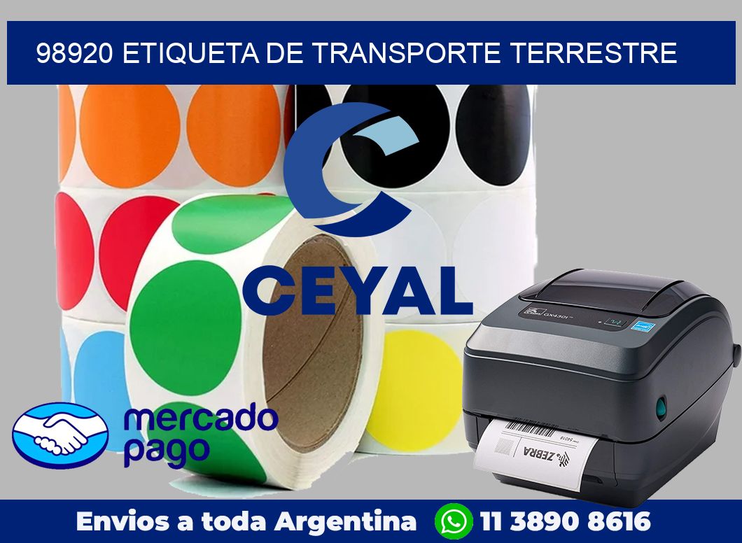 98920 Etiqueta de transporte terrestre