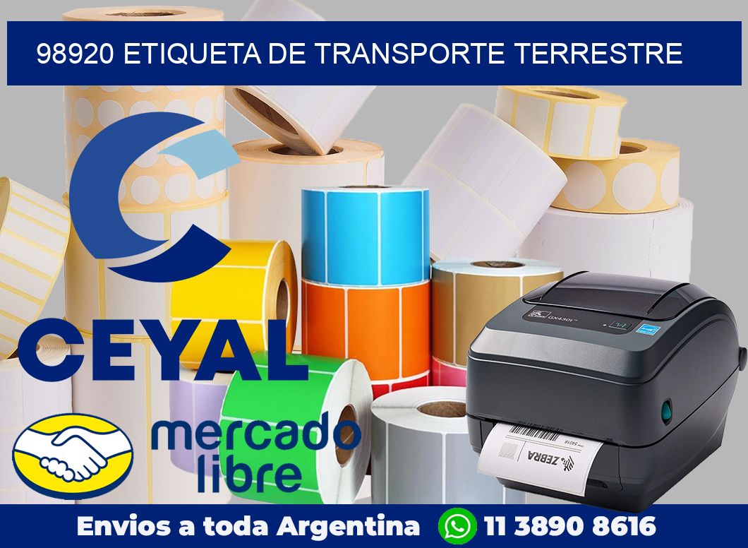 98920 Etiqueta de transporte terrestre