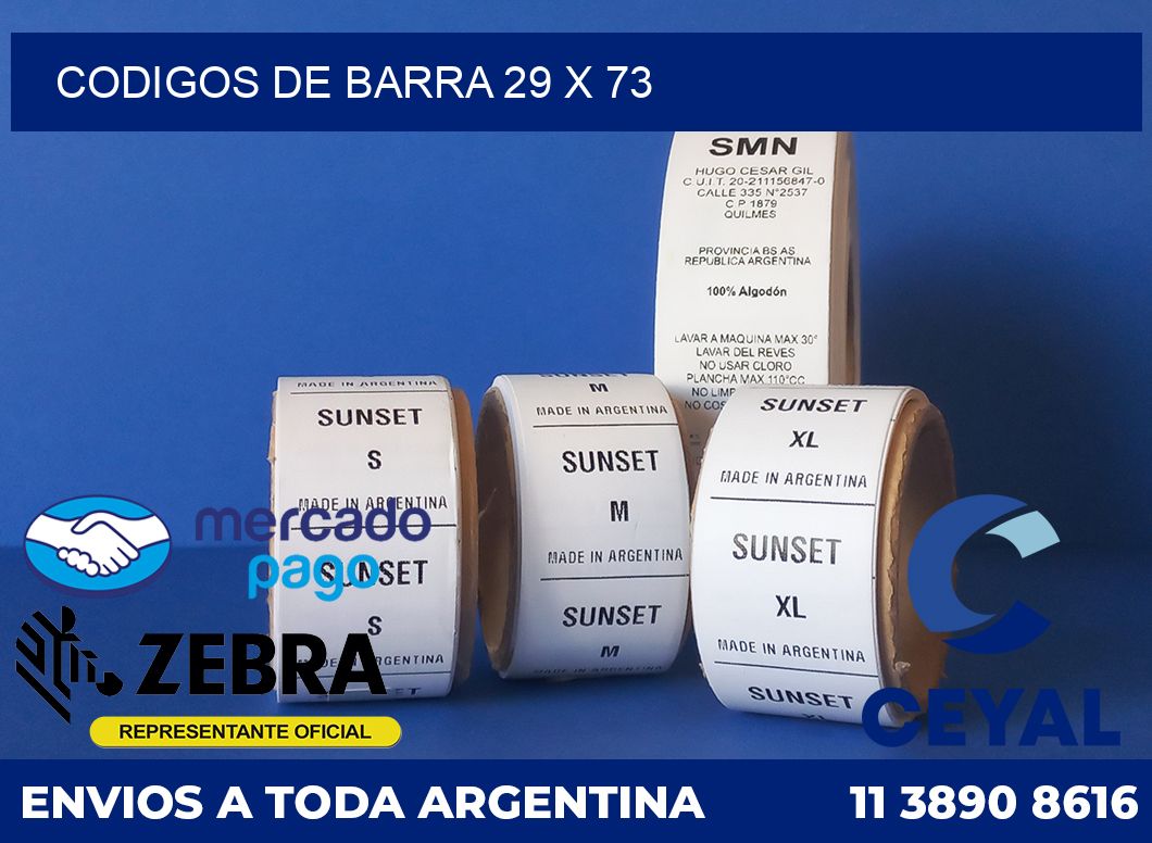 Codigos de barra 29 x 73