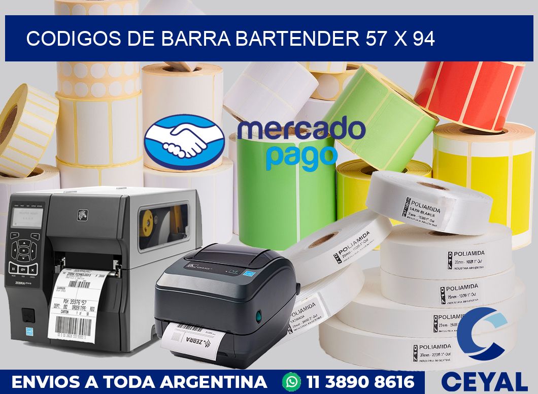 Codigos de barra Bartender 57 x 94