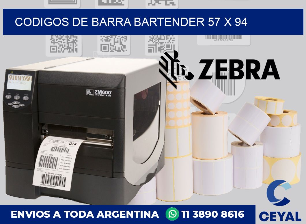 Codigos de barra Bartender 57 x 94