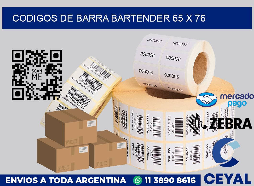 Codigos de barra Bartender 65 x 76
