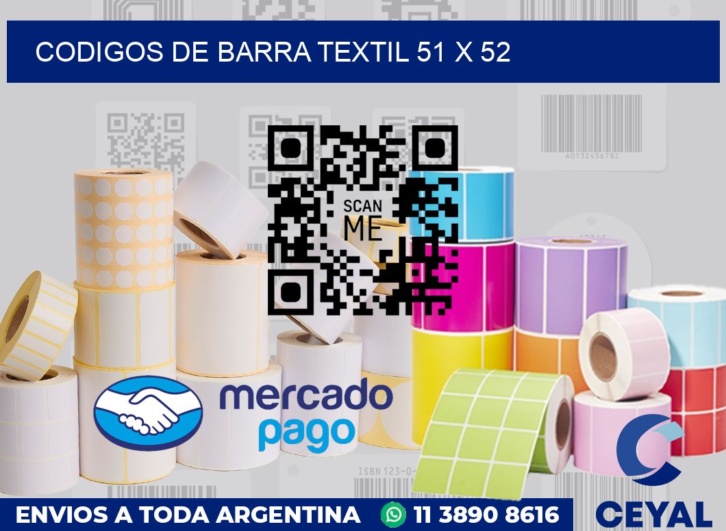 Codigos de barra textil 51 x 52