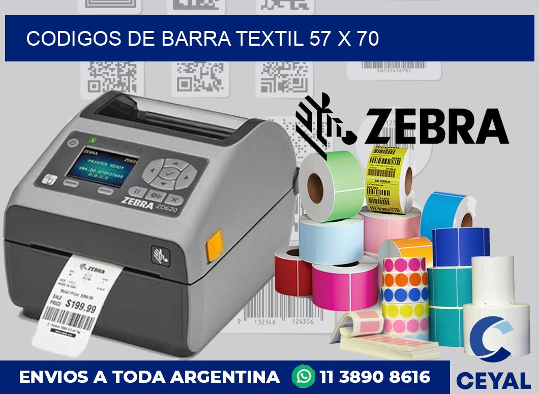 Codigos de barra textil 57 x 70