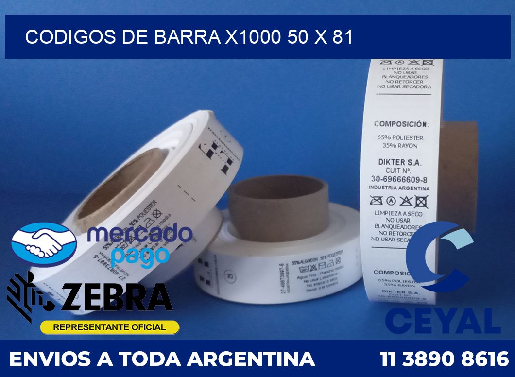 Codigos de barra x1000 50 x 81